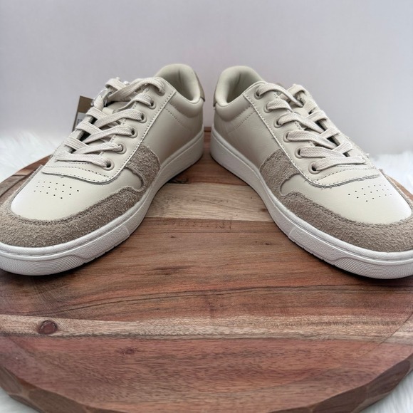 TOMS Men Trvl Lite Court Beige Leather Shaggy Suede Sneakers Size 7.5 - Picture 5 of 13